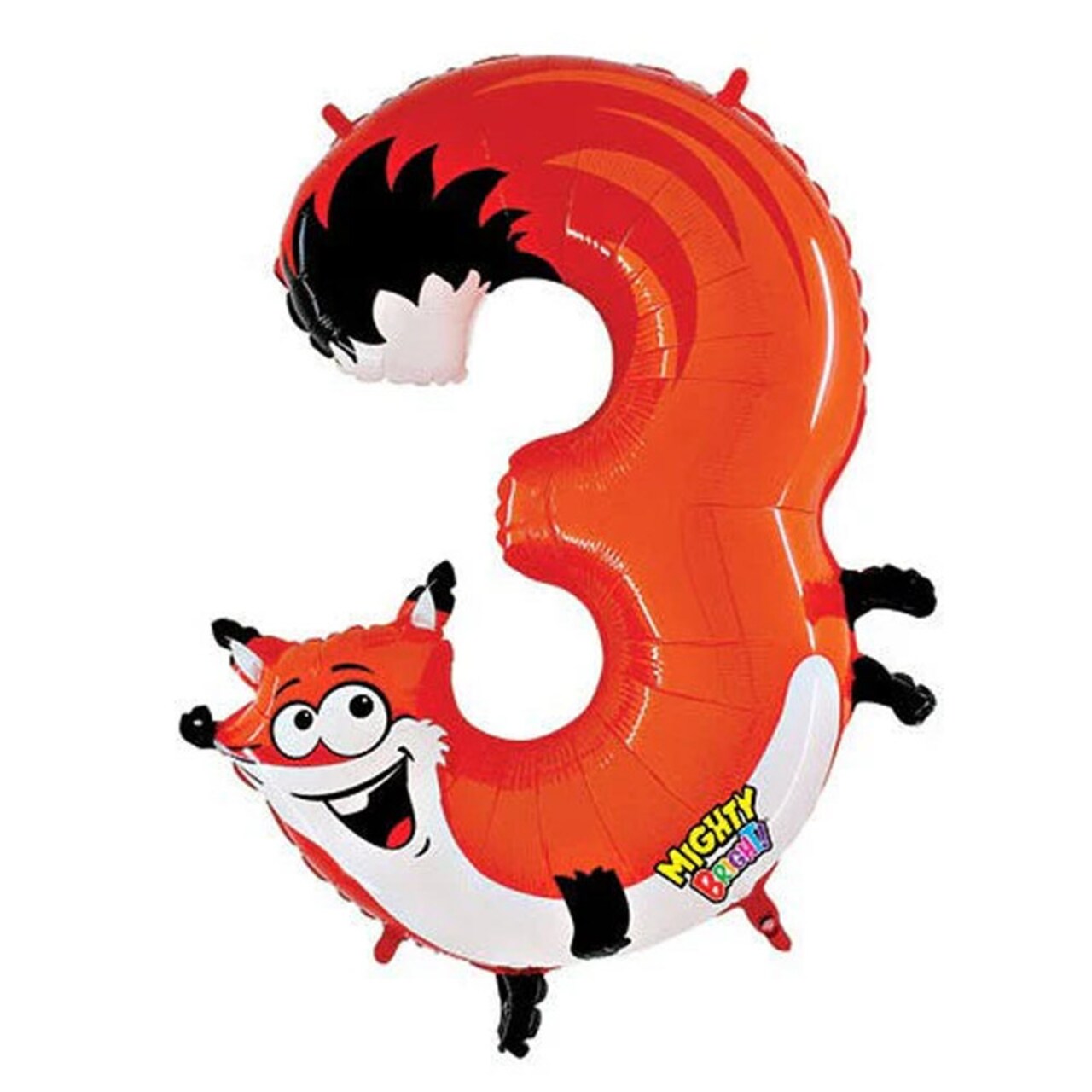 Betallic® Number 3 Fox Zooloon Foil Mylar Balloon 40" Giant Balloon Decor